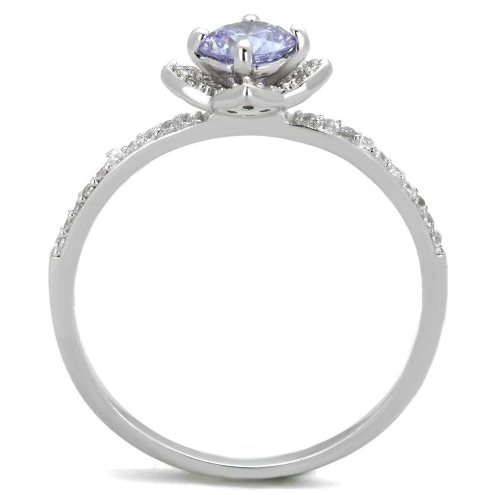 TS432 - Rhodium 925 Sterling Silver Ring with AAA Grade CZ in Light Amethyst - Alamode - Flyclothing LLC