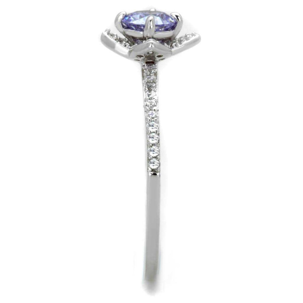 TS432 - Rhodium 925 Sterling Silver Ring with AAA Grade CZ in Light Amethyst - Alamode - Flyclothing LLC