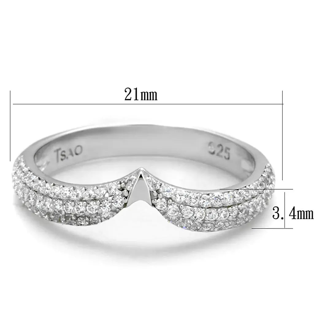 TS433 - Rhodium 925 Sterling Silver Ring with AAA Grade CZ in Clear - Alamode - Flyclothing LLC