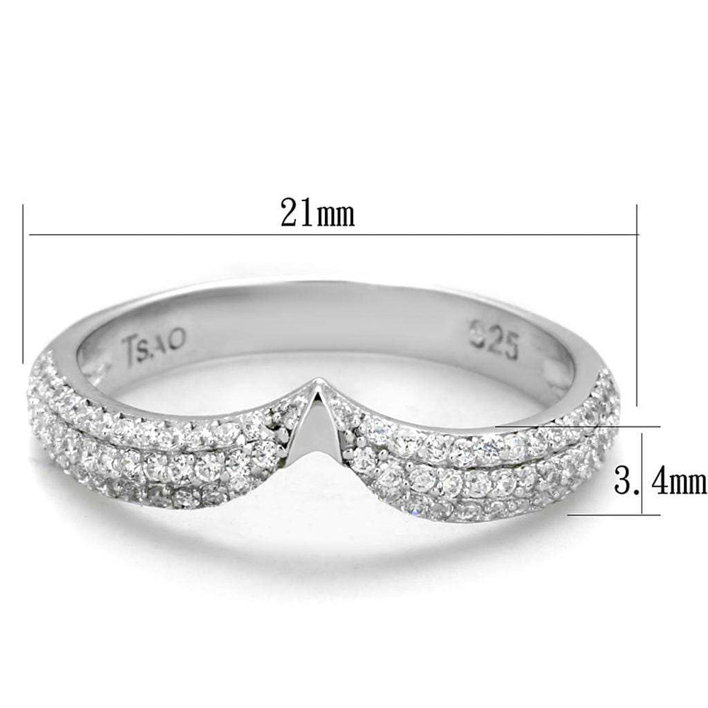 TS433 - Rhodium 925 Sterling Silver Ring with AAA Grade CZ in Clear - Alamode - Flyclothing LLC