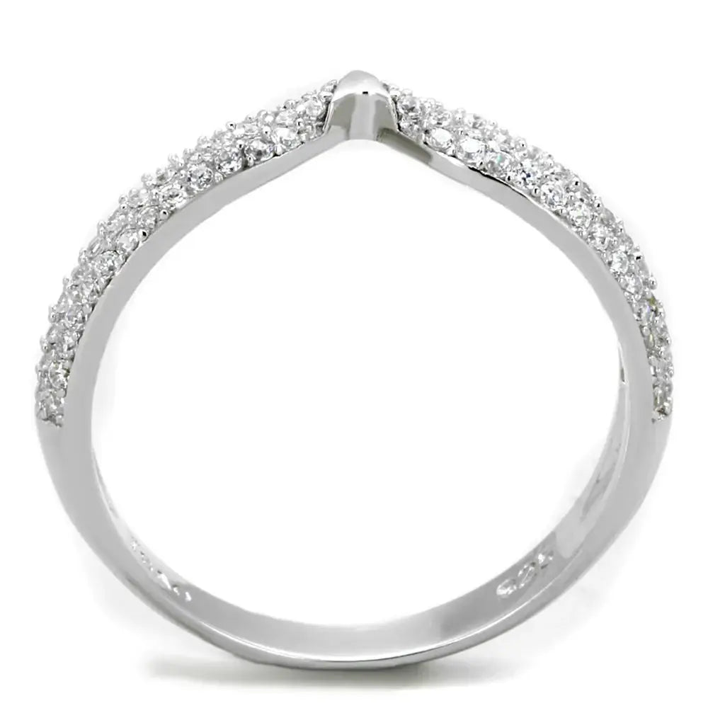 TS433 - Rhodium 925 Sterling Silver Ring with AAA Grade CZ in Clear - Alamode - Flyclothing LLC