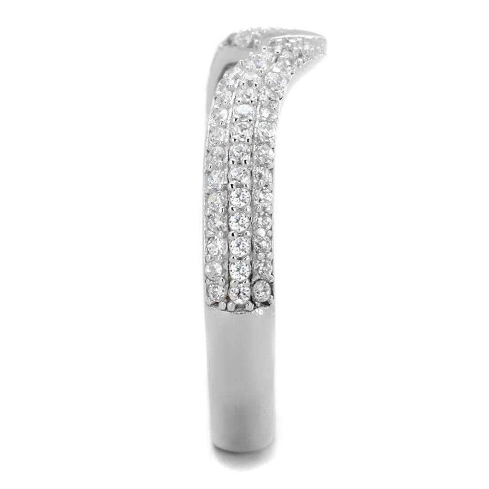 TS433 - Rhodium 925 Sterling Silver Ring with AAA Grade CZ in Clear - Alamode - Flyclothing LLC