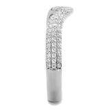 TS433 - Rhodium 925 Sterling Silver Ring with AAA Grade CZ  in Clear - Alamode