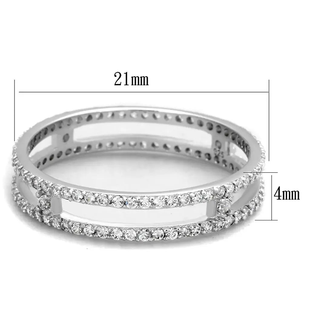 TS434 - Rhodium 925 Sterling Silver Ring with AAA Grade CZ in Clear - Alamode - Flyclothing LLC