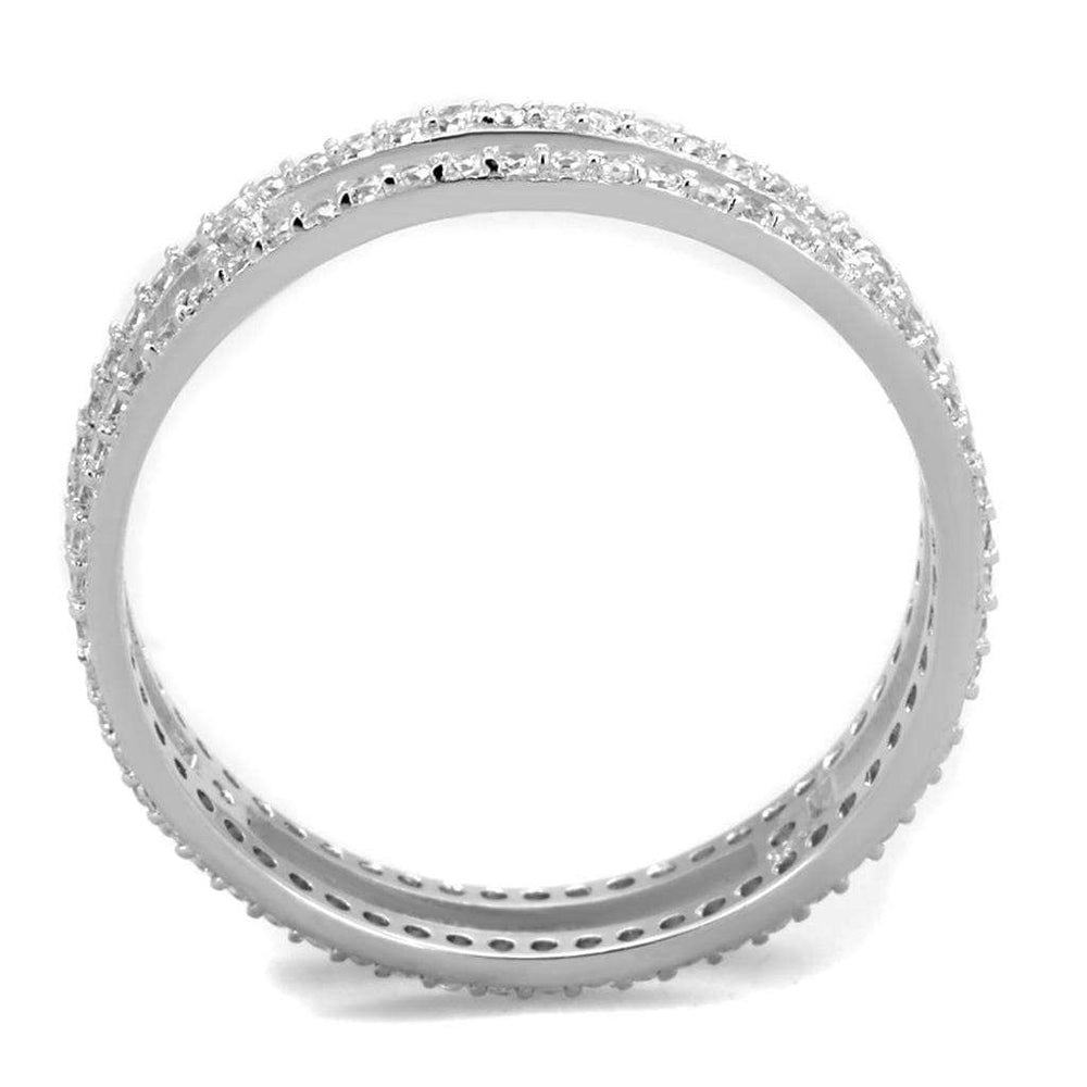 TS434 - Rhodium 925 Sterling Silver Ring with AAA Grade CZ in Clear - Alamode - Flyclothing LLC