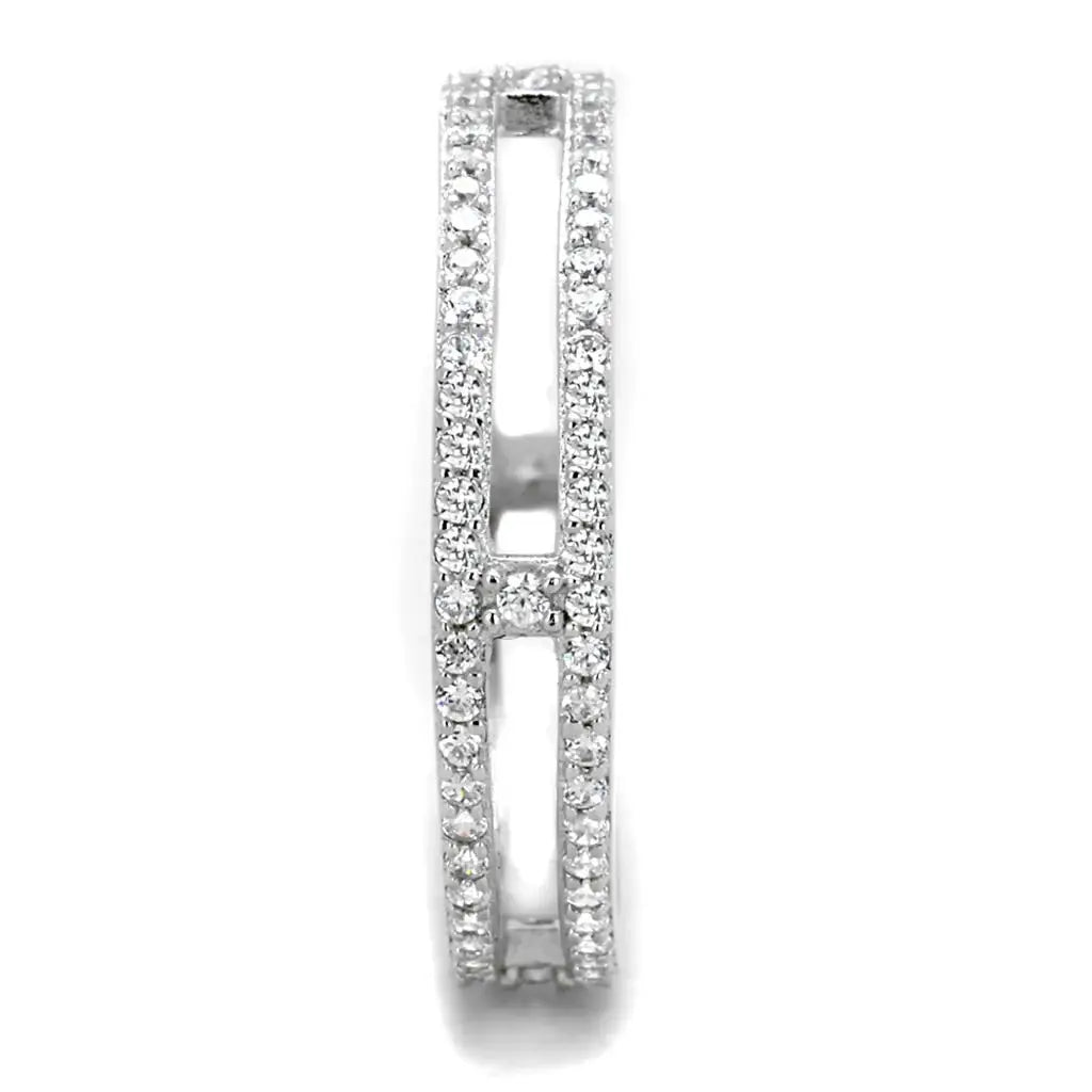 TS434 - Rhodium 925 Sterling Silver Ring with AAA Grade CZ in Clear - Alamode - Flyclothing LLC