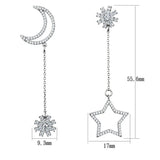 TS437 - Rhodium 925 Sterling Silver Earrings with AAA Grade CZ in Clear - Alamode - Flyclothing LLC