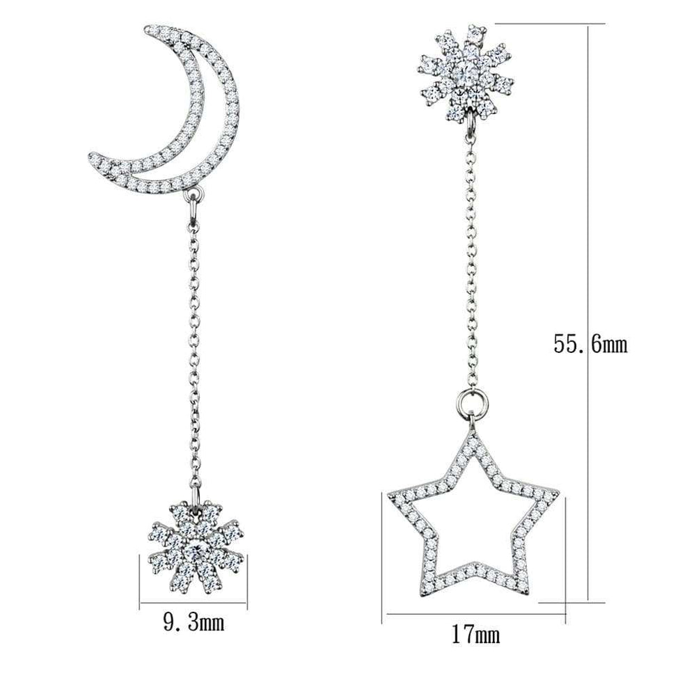 TS437 - Rhodium 925 Sterling Silver Earrings with AAA Grade CZ in Clear - Alamode - Flyclothing LLC