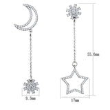 TS437 - Rhodium 925 Sterling Silver Earrings with AAA Grade CZ  in Clear