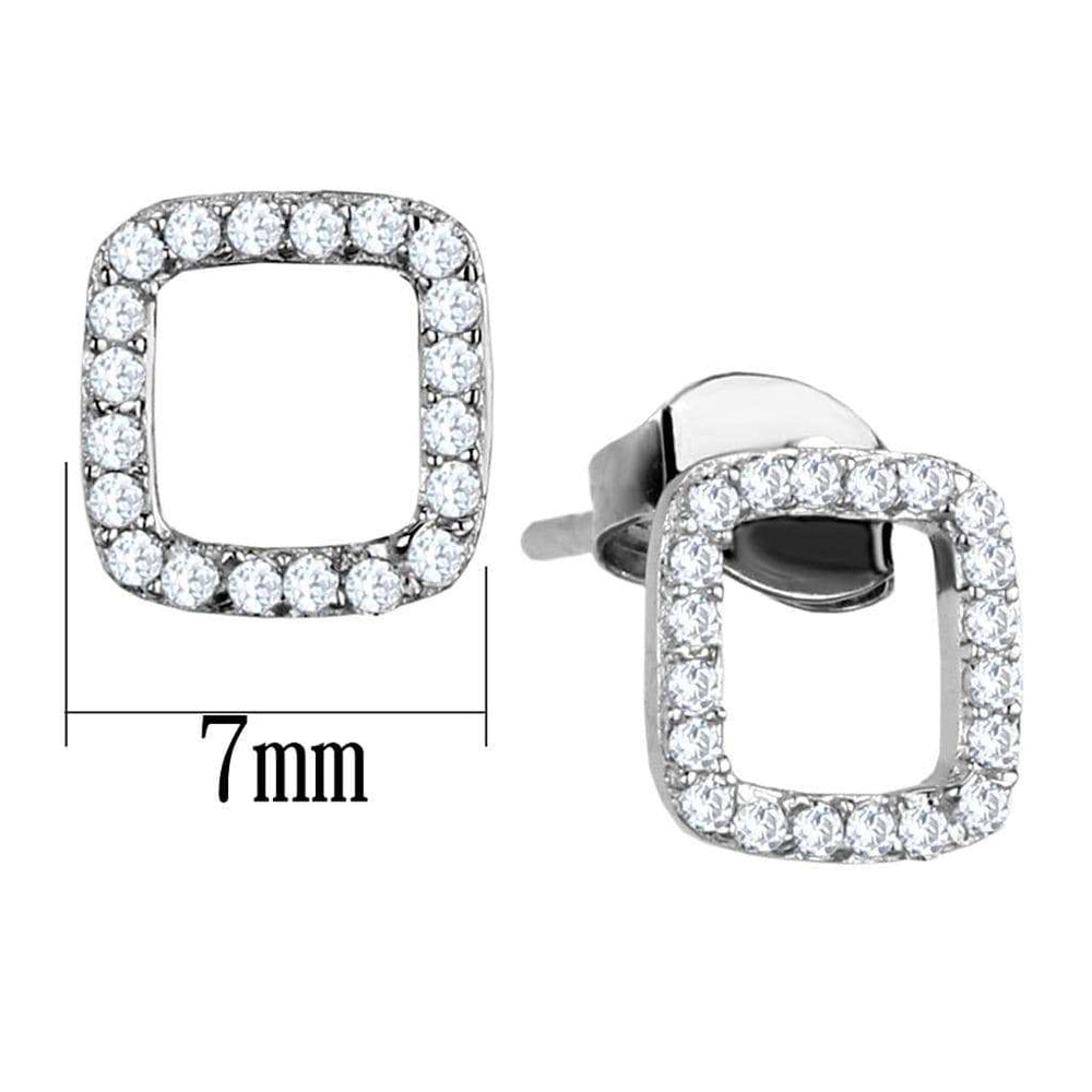 TS445 - Rhodium 925 Sterling Silver Earrings with AAA Grade CZ in Clear - Alamode - Flyclothing LLC