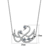 TS447 - Rhodium 925 Sterling Silver Chain Pendant with AAA Grade CZ  in Clear - Alamode