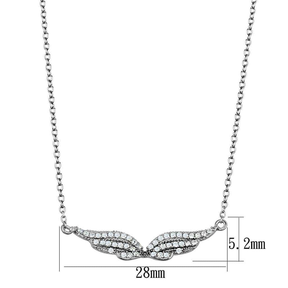 TS448 - Rhodium 925 Sterling Silver Chain Pendant with AAA Grade CZ in Clear - Alamode - Flyclothing LLC