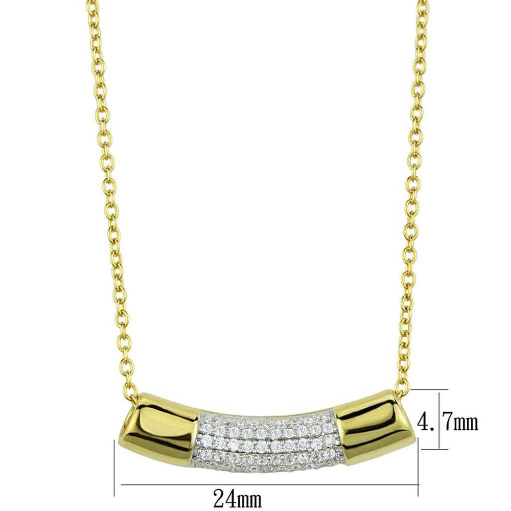 TS452 - Gold+Rhodium 925 Sterling Silver Chain Pendant with AAA Grade CZ in Clear - Alamode - Flyclothing LLC
