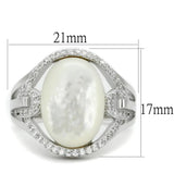 TS456 - Rhodium 925 Sterling Silver Ring with Precious Stone Conch in White - Alamode - Flyclothing LLC