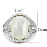 TS456 - Rhodium 925 Sterling Silver Ring with Precious Stone Conch in White - Alamode