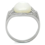 TS456 - Rhodium 925 Sterling Silver Ring with Precious Stone Conch in White - Alamode - Flyclothing LLC