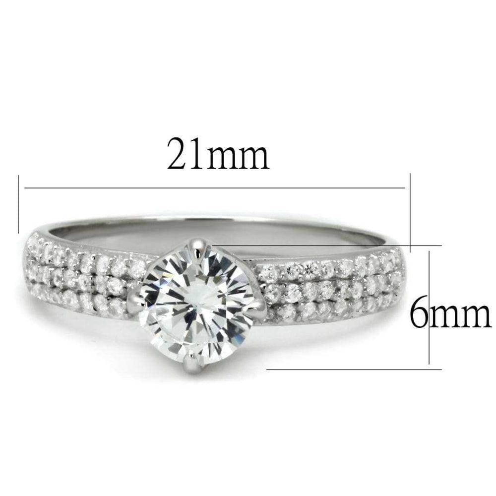 TS458 - Rhodium 925 Sterling Silver Ring with AAA Grade CZ in Clear - Alamode - Flyclothing LLC