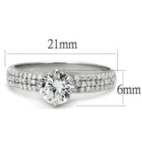 TS458 - Rhodium 925 Sterling Silver Ring with AAA Grade CZ  in Clear - Alamode