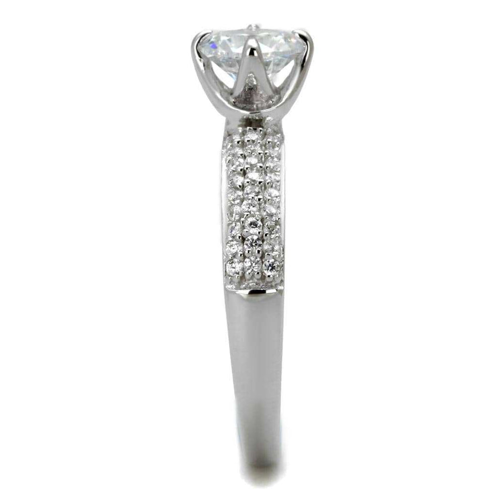 TS458 - Rhodium 925 Sterling Silver Ring with AAA Grade CZ in Clear - Alamode - Flyclothing LLC