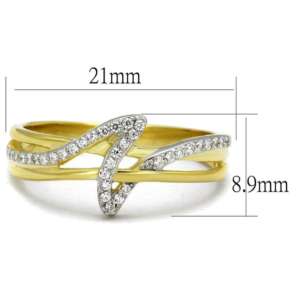 TS461 - Gold+Rhodium 925 Sterling Silver Ring with AAA Grade CZ in Clear - Alamode - Flyclothing LLC