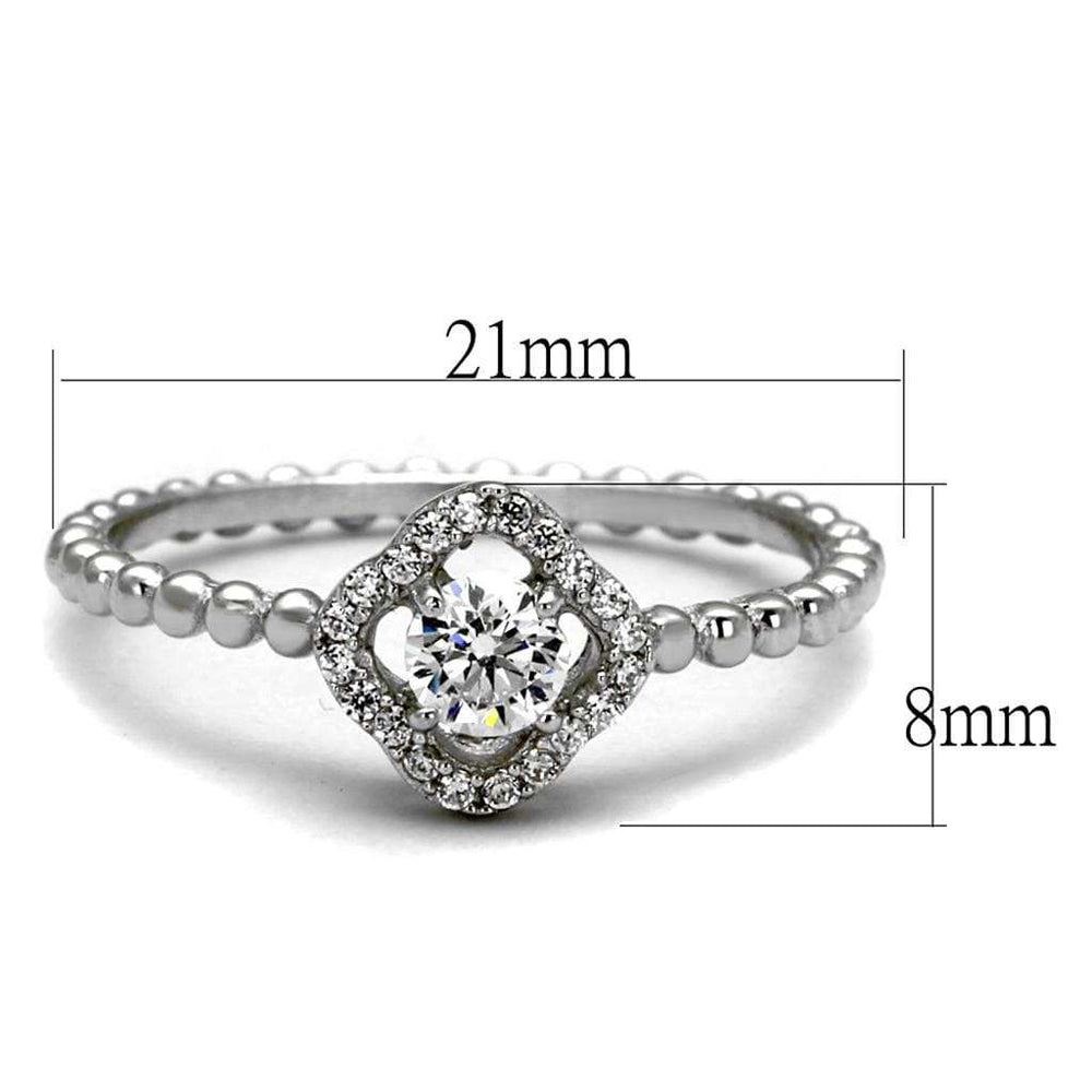 TS462 - Rhodium 925 Sterling Silver Ring with AAA Grade CZ in Clear - Alamode - Flyclothing LLC
