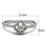 TS462 - Rhodium 925 Sterling Silver Ring with AAA Grade CZ  in Clear - Alamode