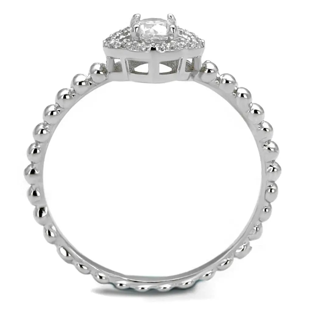 TS462 - Rhodium 925 Sterling Silver Ring with AAA Grade CZ in Clear - Alamode - Flyclothing LLC