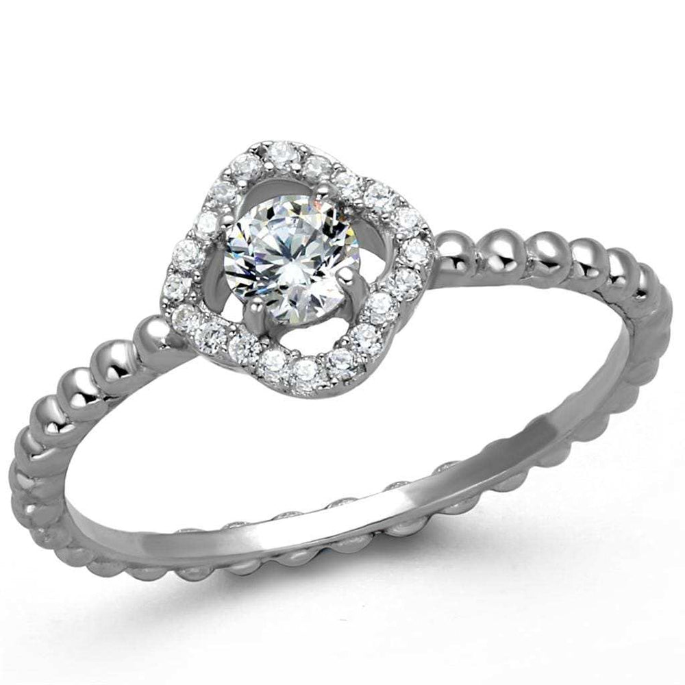 TS462 - Rhodium 925 Sterling Silver Ring with AAA Grade CZ in Clear - Alamode - Flyclothing LLC