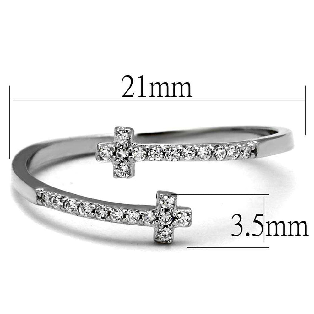 TS463 - Rhodium 925 Sterling Silver Ring with AAA Grade CZ in Clear - Alamode - Flyclothing LLC