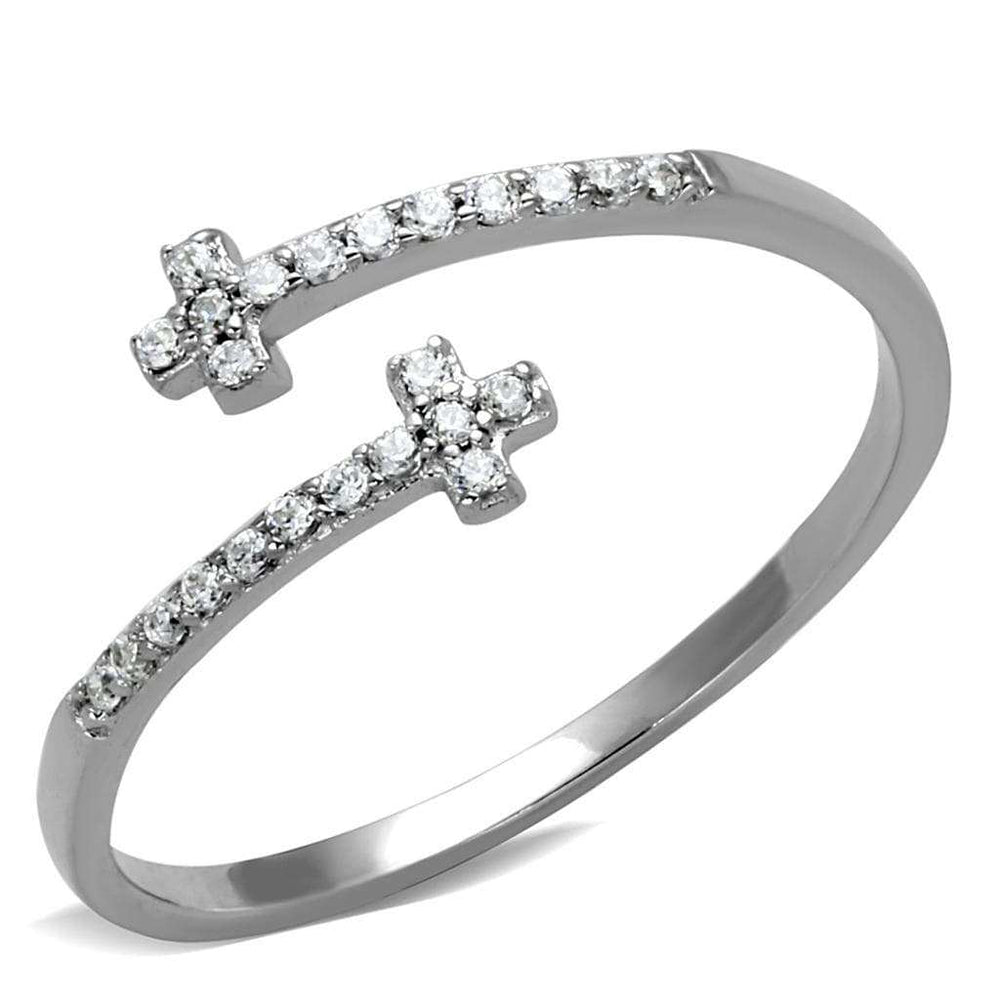 TS463 - Rhodium 925 Sterling Silver Ring with AAA Grade CZ in Clear - Alamode - Flyclothing LLC