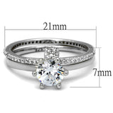 TS464 - Rhodium 925 Sterling Silver Ring with AAA Grade CZ  in Clear - Alamode