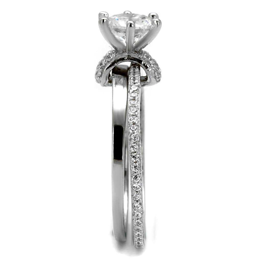 TS464 - Rhodium 925 Sterling Silver Ring with AAA Grade CZ in Clear - Alamode - Flyclothing LLC