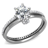 TS464 - Rhodium 925 Sterling Silver Ring with AAA Grade CZ in Clear - Alamode - Flyclothing LLC