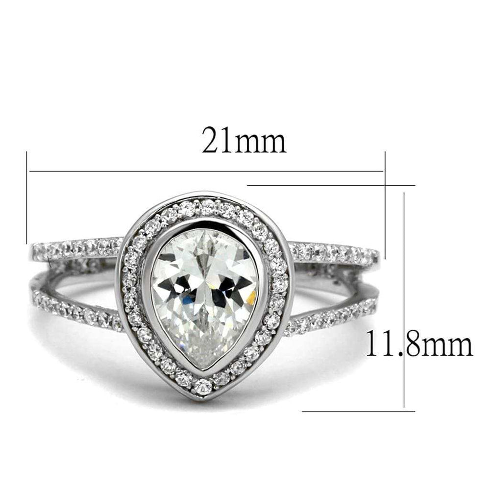 TS465 - Rhodium 925 Sterling Silver Ring with AAA Grade CZ in Clear - Alamode - Flyclothing LLC