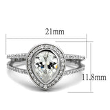 TS465 - Rhodium 925 Sterling Silver Ring with AAA Grade CZ  in Clear
