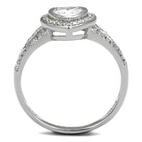 TS465 - Rhodium 925 Sterling Silver Ring with AAA Grade CZ  in Clear - Alamode
