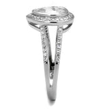 TS465 - Rhodium 925 Sterling Silver Ring with AAA Grade CZ  in Clear - Alamode