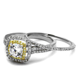 TS467 - Reverse Two-Tone 925 Sterling Silver Ring with AAA Grade CZ  in Clear - Alamode