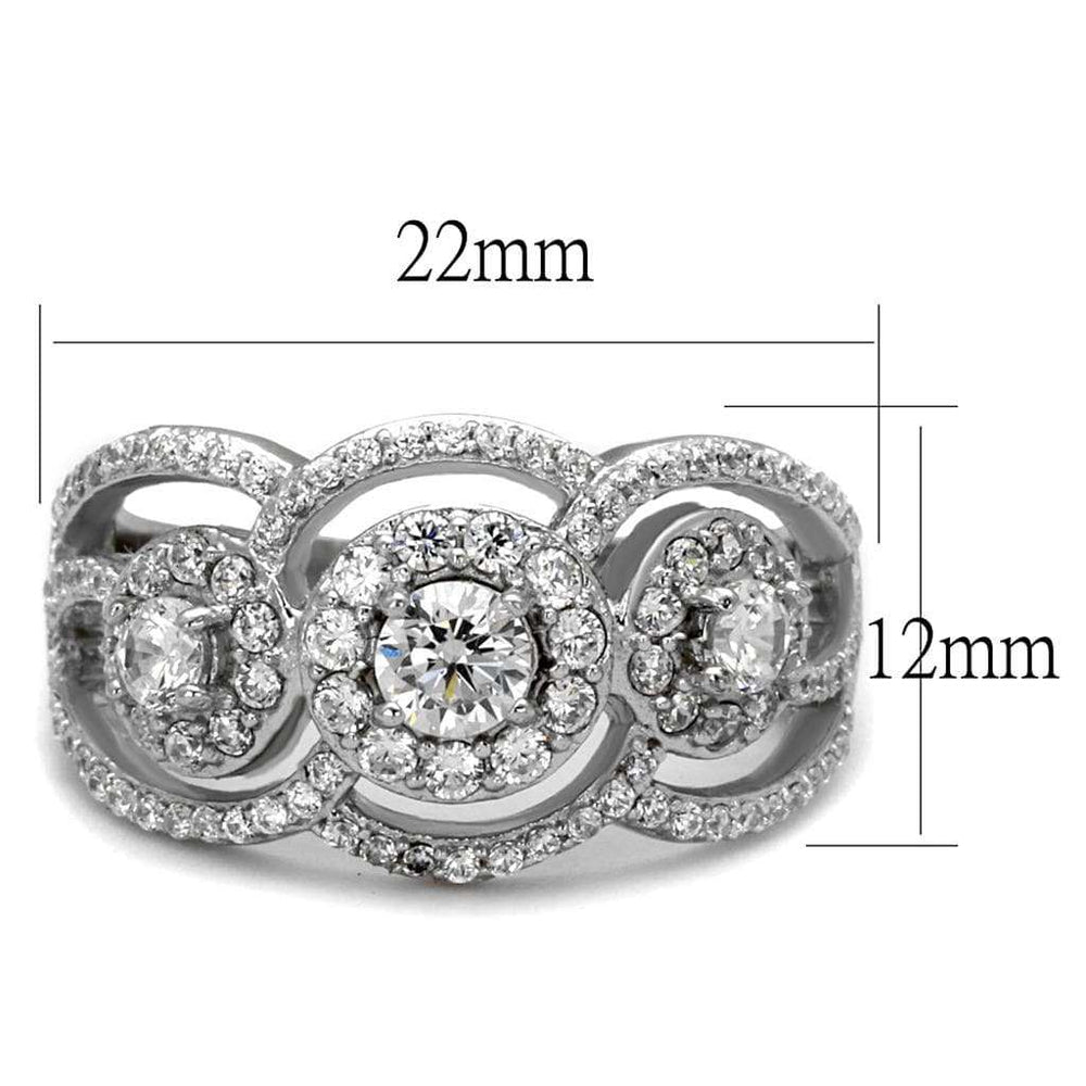 TS468 - Rhodium 925 Sterling Silver Ring with AAA Grade CZ in Clear - Alamode - Flyclothing LLC