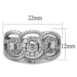 TS468 - Rhodium 925 Sterling Silver Ring with AAA Grade CZ  in Clear - Alamode