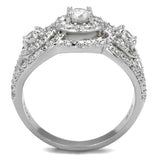TS468 - Rhodium 925 Sterling Silver Ring with AAA Grade CZ  in Clear - Alamode
