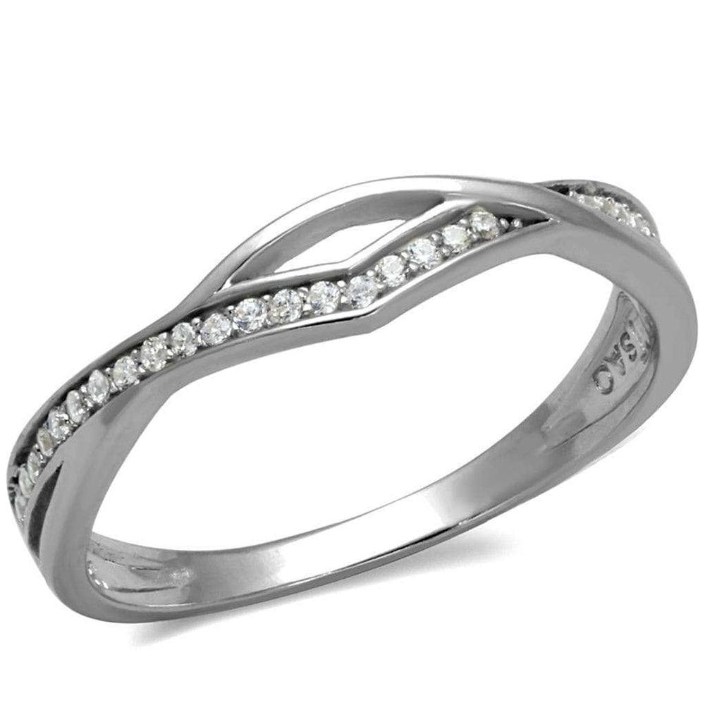 TS471 - Rhodium 925 Sterling Silver Ring with AAA Grade CZ in Clear - Alamode - Flyclothing LLC