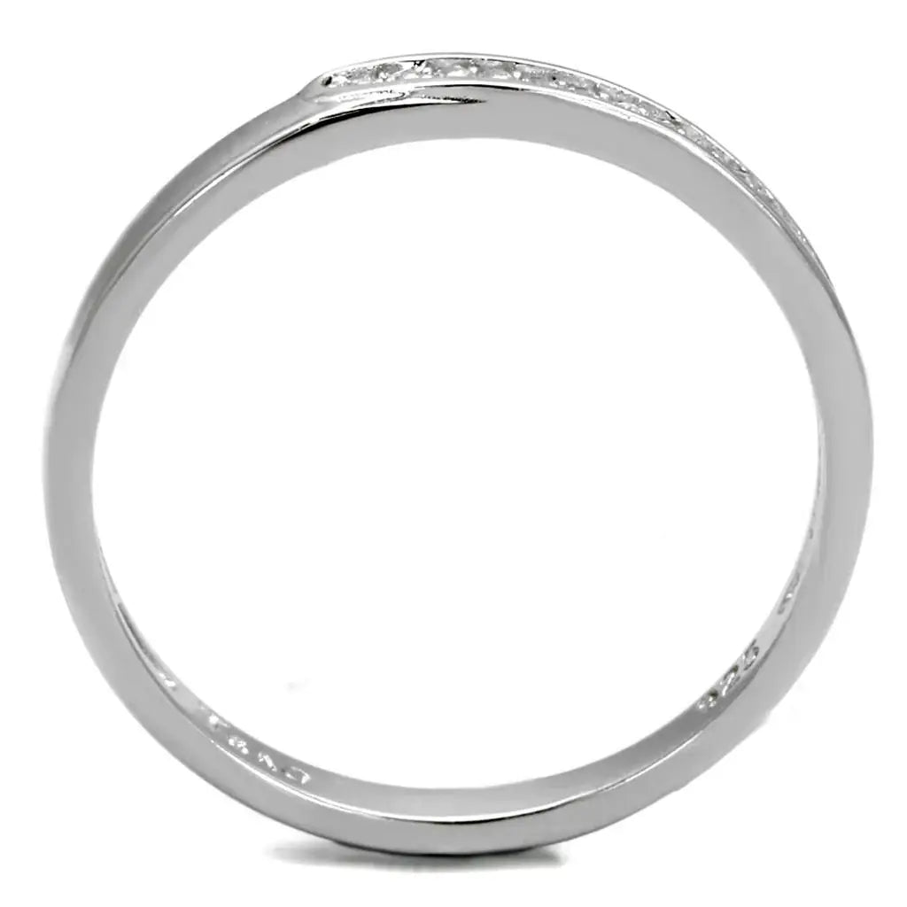 TS472 - Rhodium 925 Sterling Silver Ring with AAA Grade CZ in Clear - Alamode - Flyclothing LLC