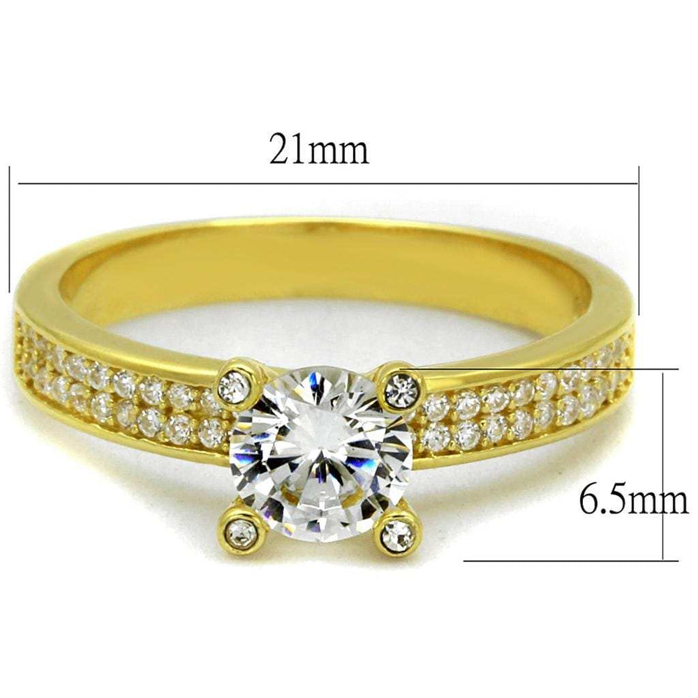 TS474 - Gold 925 Sterling Silver Ring with AAA Grade CZ in Clear - Alamode - Flyclothing LLC
