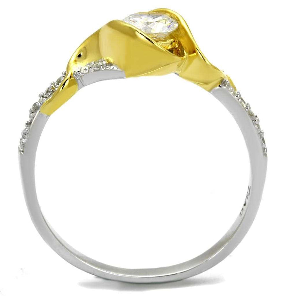 TS475 - Reverse Two-Tone 925 Sterling Silver Ring with AAA Grade CZ in Clear - Alamode - Flyclothing LLC