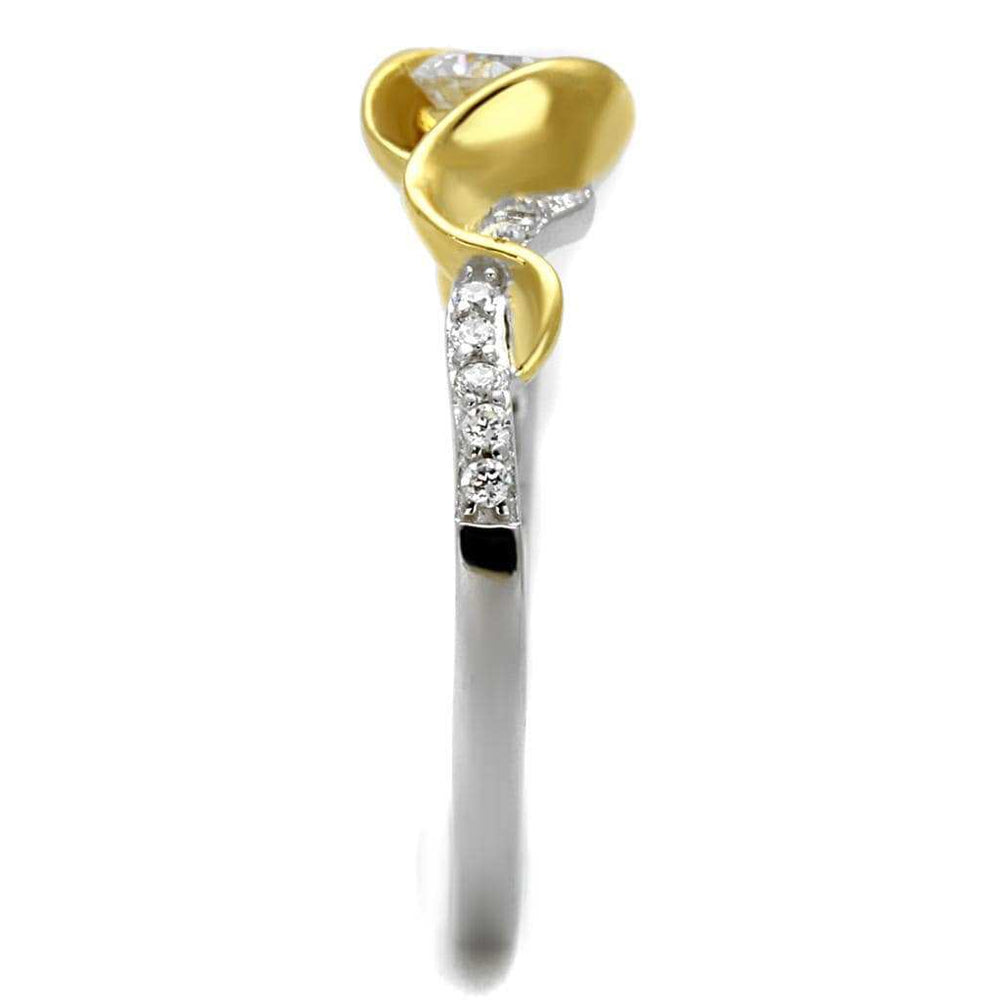 TS475 - Reverse Two-Tone 925 Sterling Silver Ring with AAA Grade CZ in Clear - Alamode - Flyclothing LLC