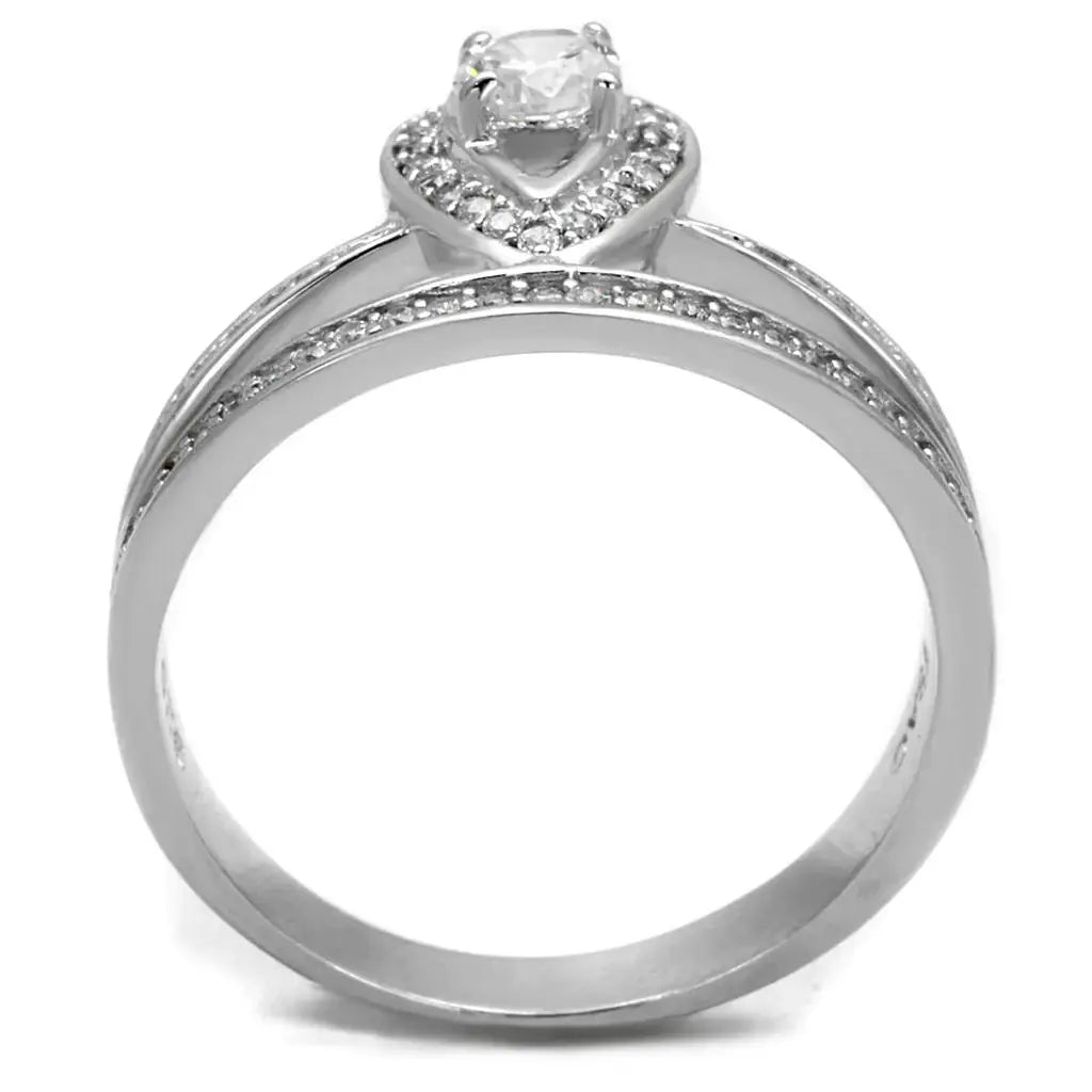 TS476 - Rhodium 925 Sterling Silver Ring with AAA Grade CZ in Clear - Alamode - Flyclothing LLC
