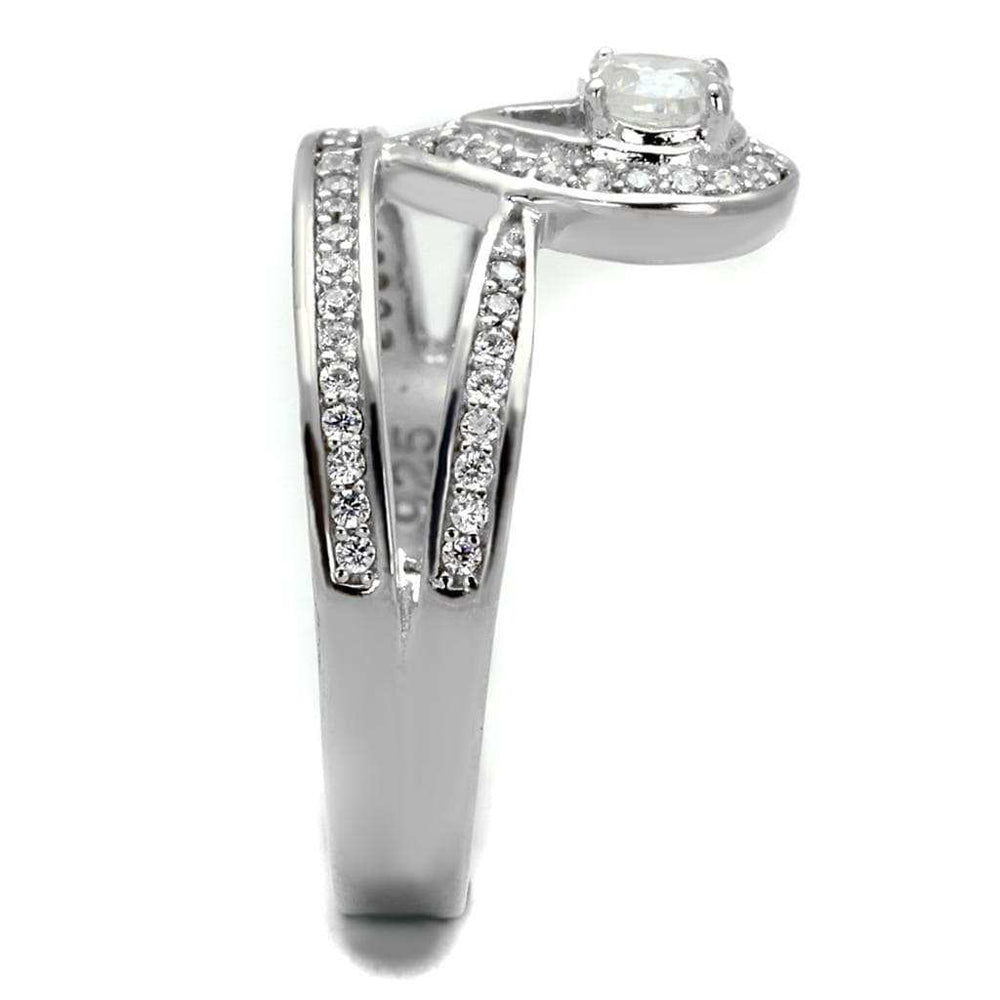 TS476 - Rhodium 925 Sterling Silver Ring with AAA Grade CZ in Clear - Alamode - Flyclothing LLC
