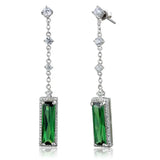 TS478 - Rhodium 925 Sterling Silver Earrings with AAA Grade CZ in Emerald - Alamode - Flyclothing LLC