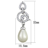 TS480 - Rhodium 925 Sterling Silver Earrings with Synthetic Pearl in Citrine Yellow - Alamode - Flyclothing LLC